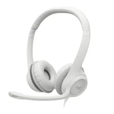 AUDÍFONOS DE COLOR BLANCO LOGITECH DE CABLE USB TIPO-A CON MICROFONO PARA COMPUTADORAS H390